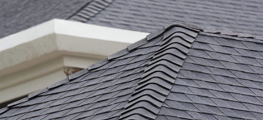 Roofing with new asphalt shingles