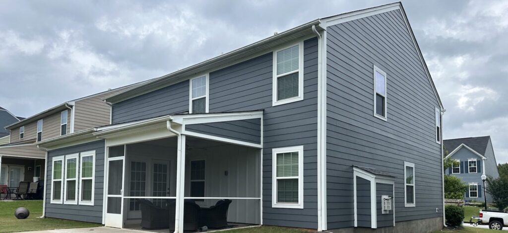 House in Irmo, SC, with new gray siding.