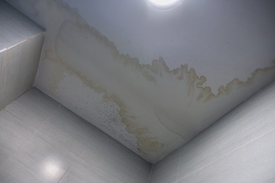 Stained Ceiling in Bathroom After Water Leak